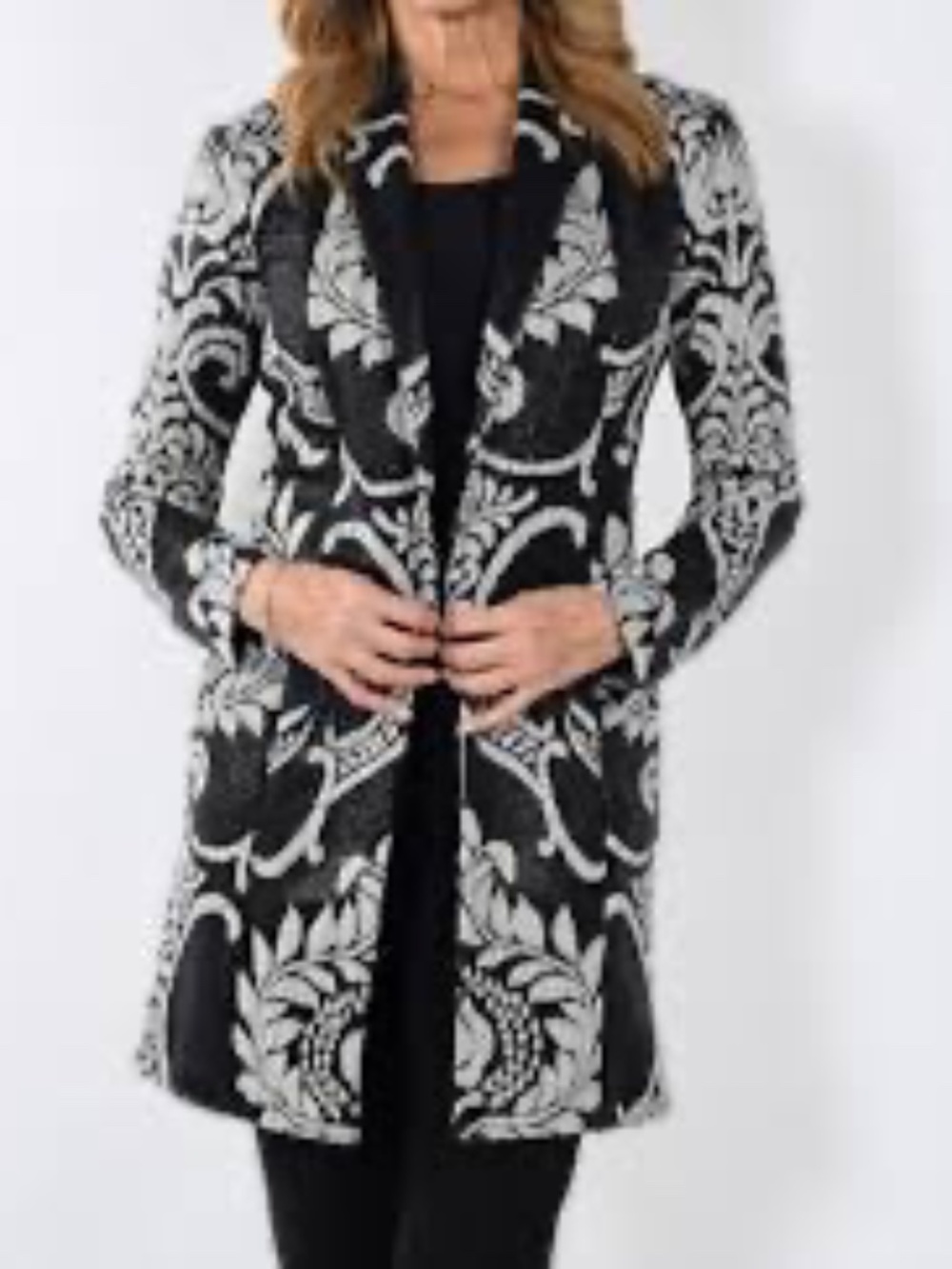 Vintage Cotton Blend Long Brocade Shacket